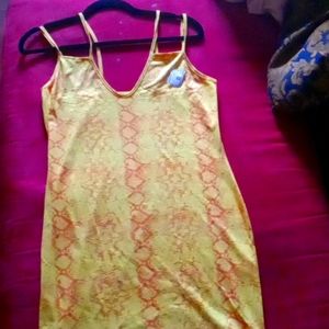 XL Yellow Snake skin Maxi Dress